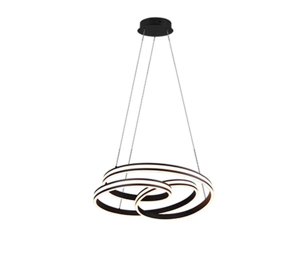 Hanglamp Rierona Mat Zwart Ø60 cm - Set van 3