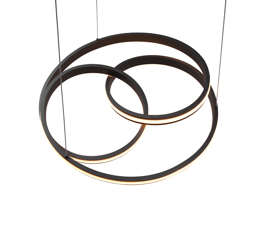 Hanglamp Rierona Mat Zwart Ø60 cm - Set van 3 - Afbeelding 2