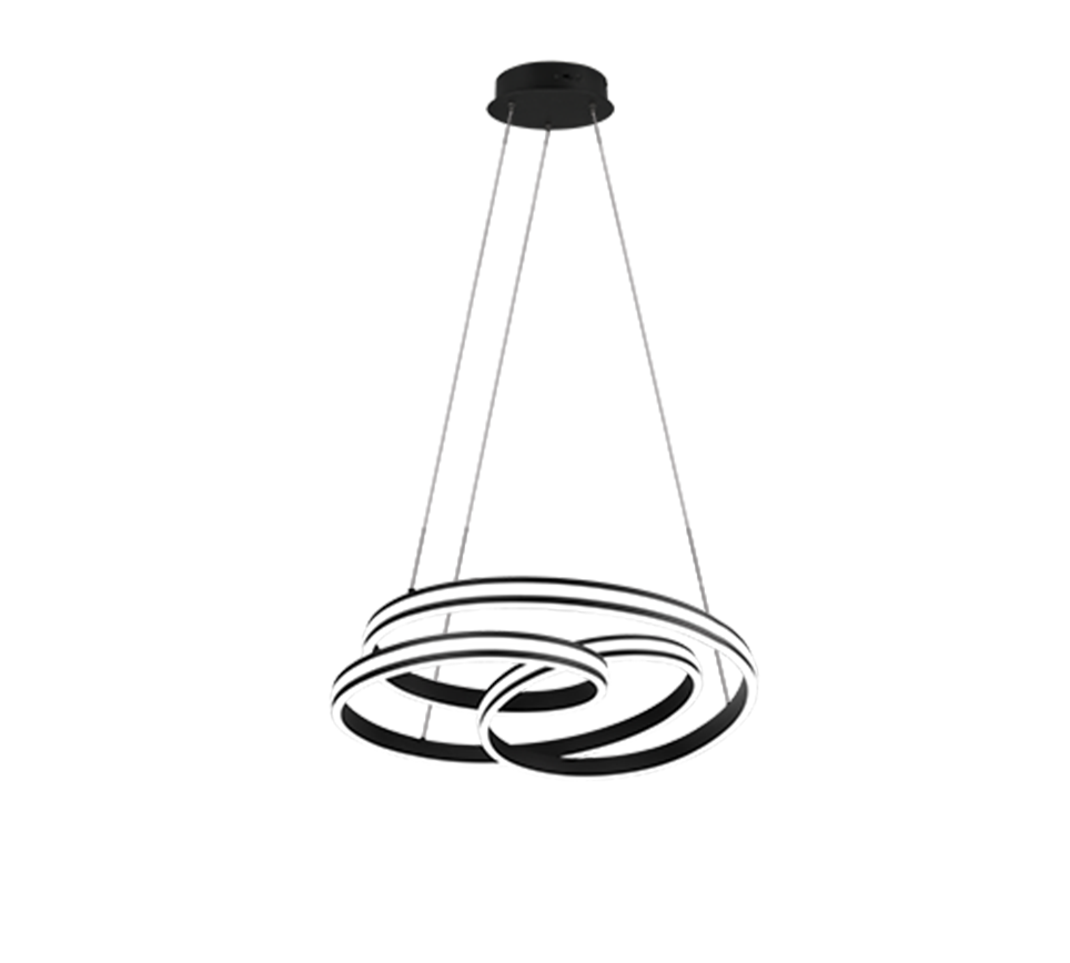 Hanglamp Rierona Mat Zwart Ø60 cm - Set van 3 - Afbeelding 4