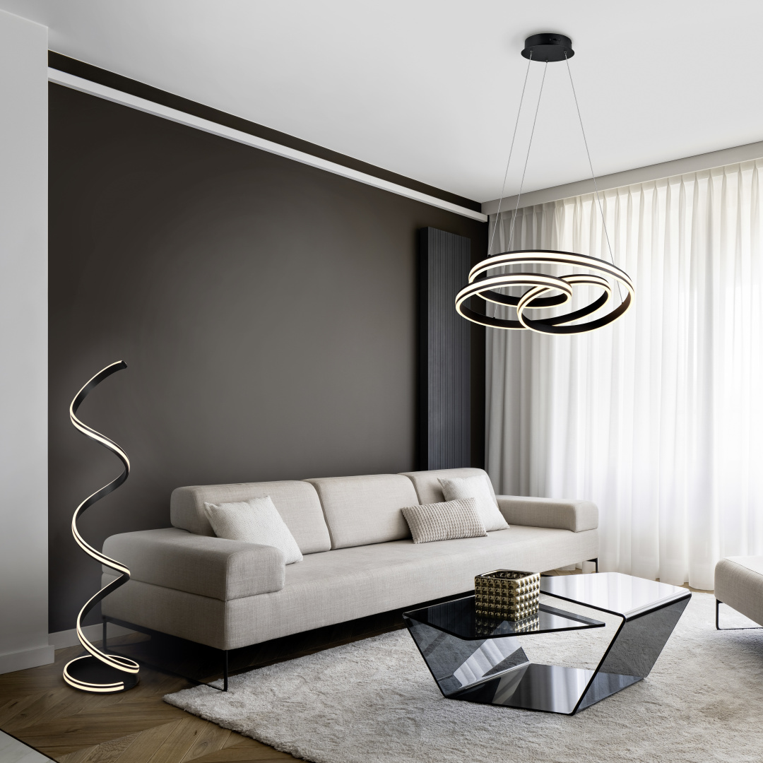 Hanglamp Rierona Mat Zwart Ø60 cm - Set van 3 - Afbeelding 6