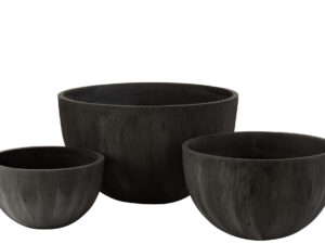Bloempot Slaulo Steen Zwart H46 cm - Set van 3