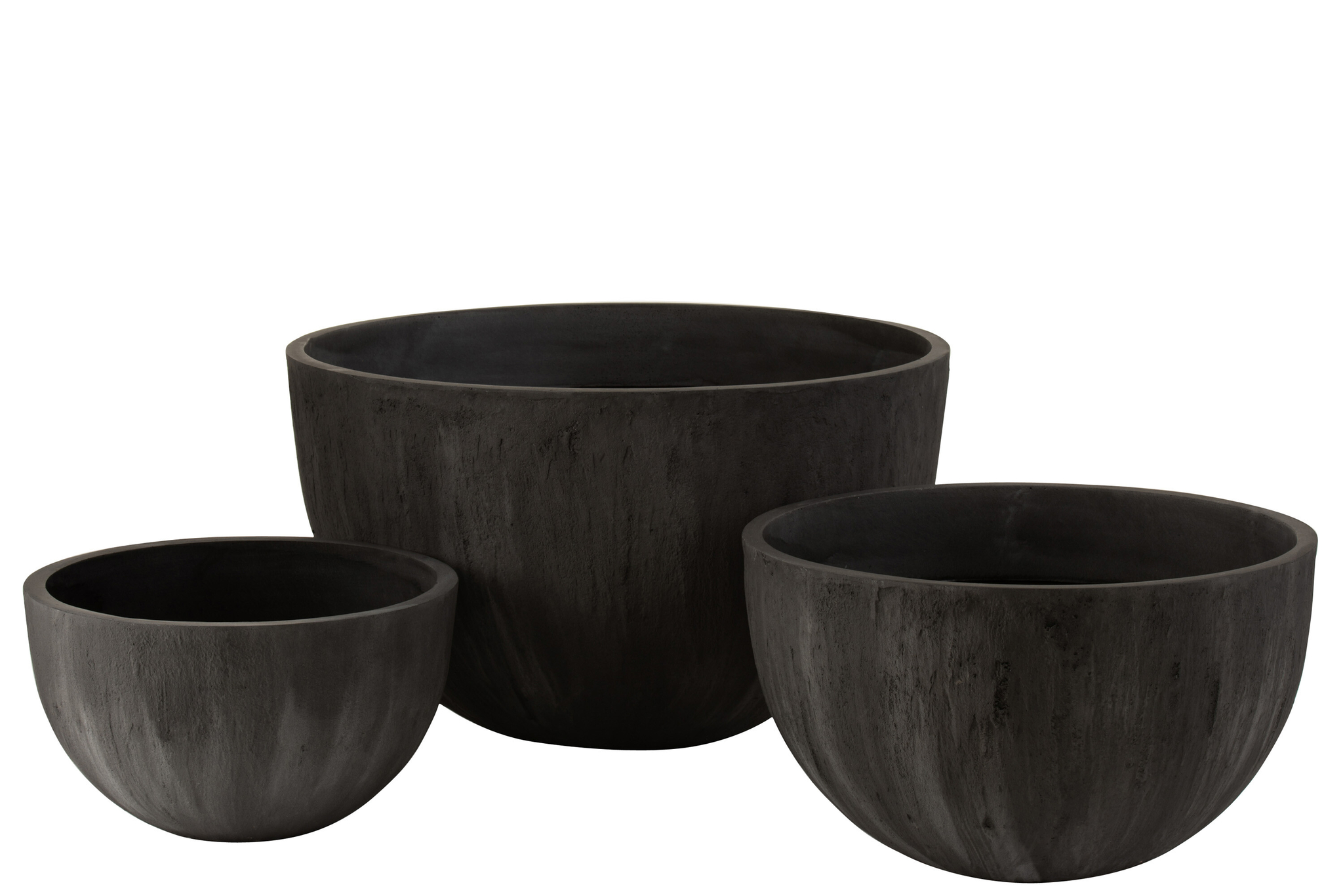Bloempot Slaulo Steen Zwart H46 cm - Set van 3