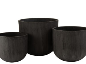 Bloempot Cekos Steen Zwart H43,5 cm - Set van 3