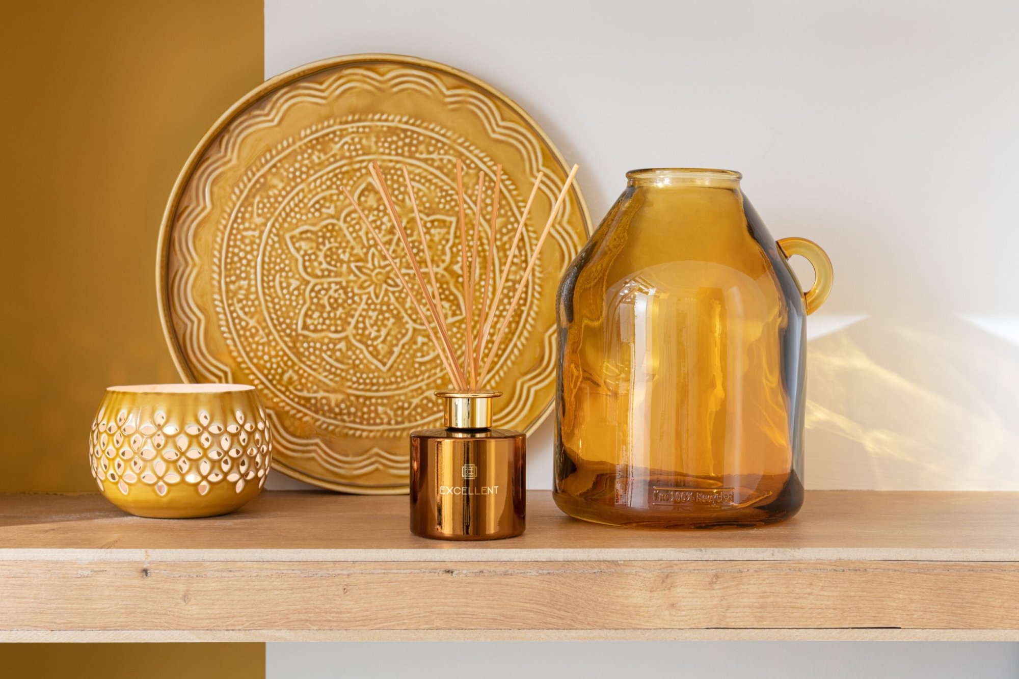 Vaas Jisser Glas Geel H25 cm - Afbeelding 2