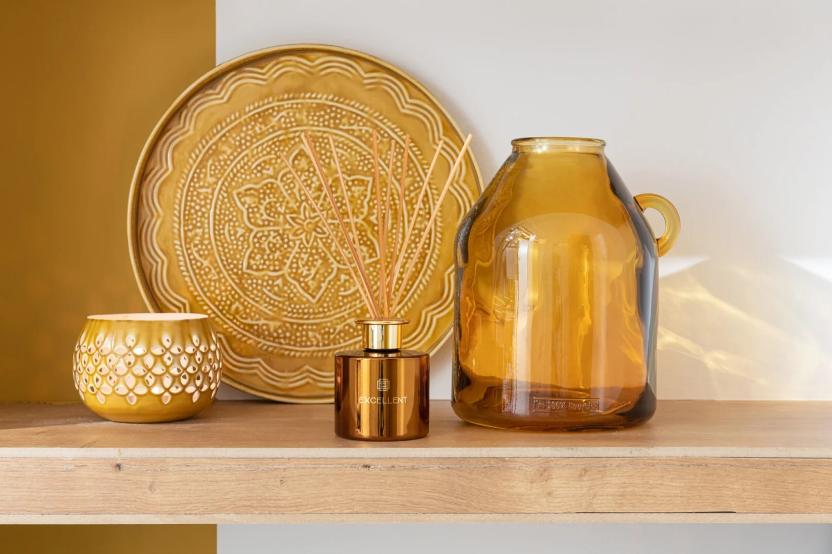 Vaas Jisser Glas Geel H25 cm - Afbeelding 2