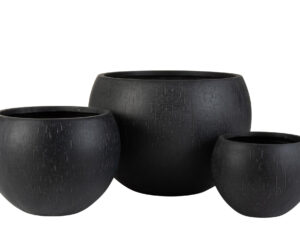 Bloempot Virang Zwart H39 cm - Set van 3