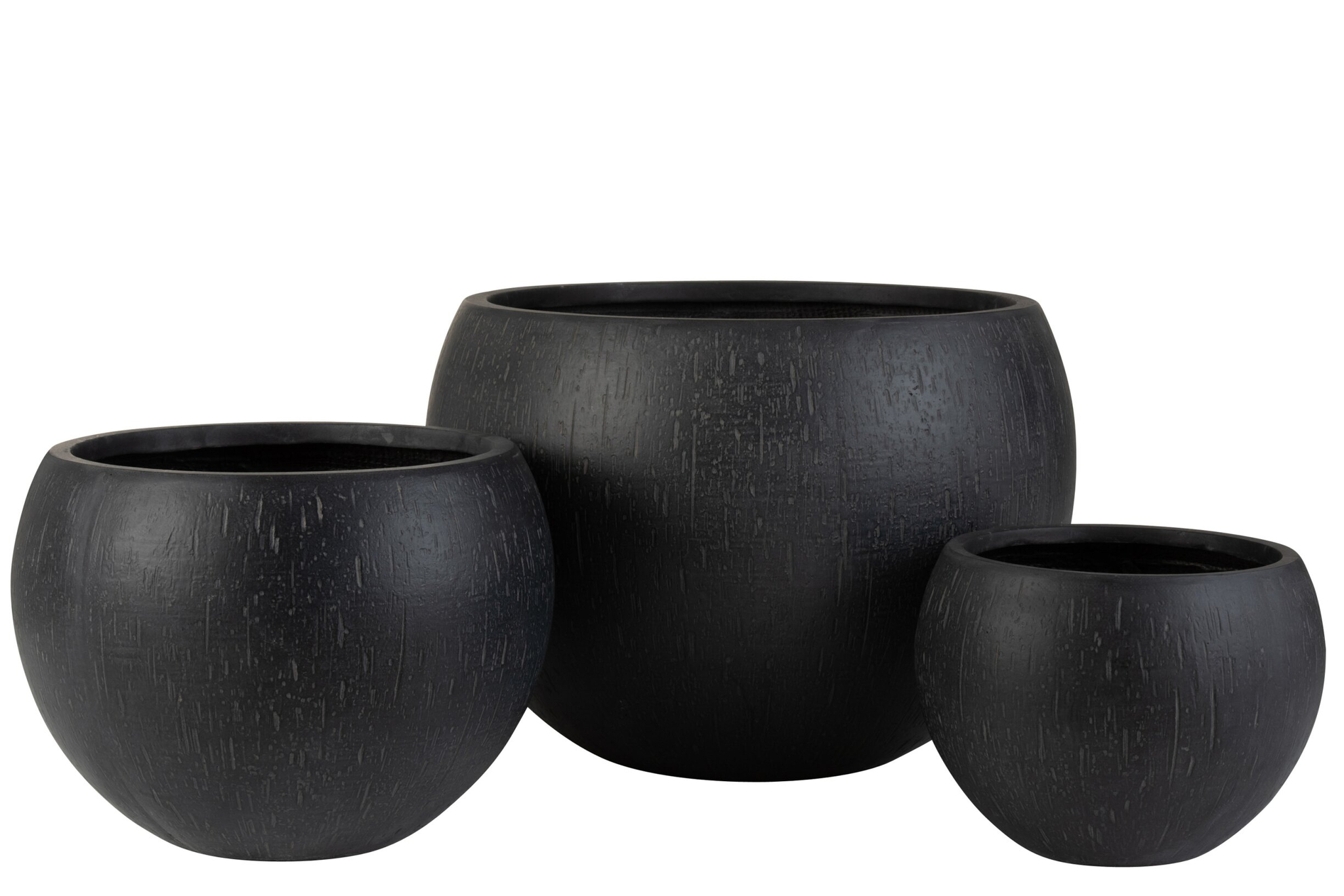 Bloempot Virang Zwart H39 cm - Set van 3