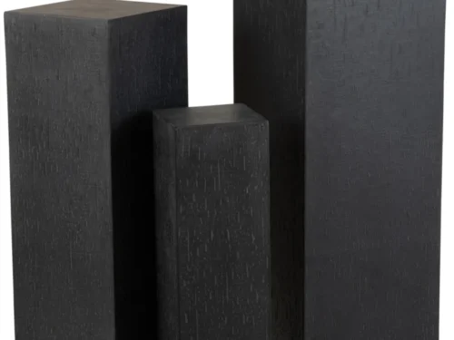 Zwarte Bidum woonaccessoire met drie hoge rechthoekige pilaren en een strakke, matte afwerking
