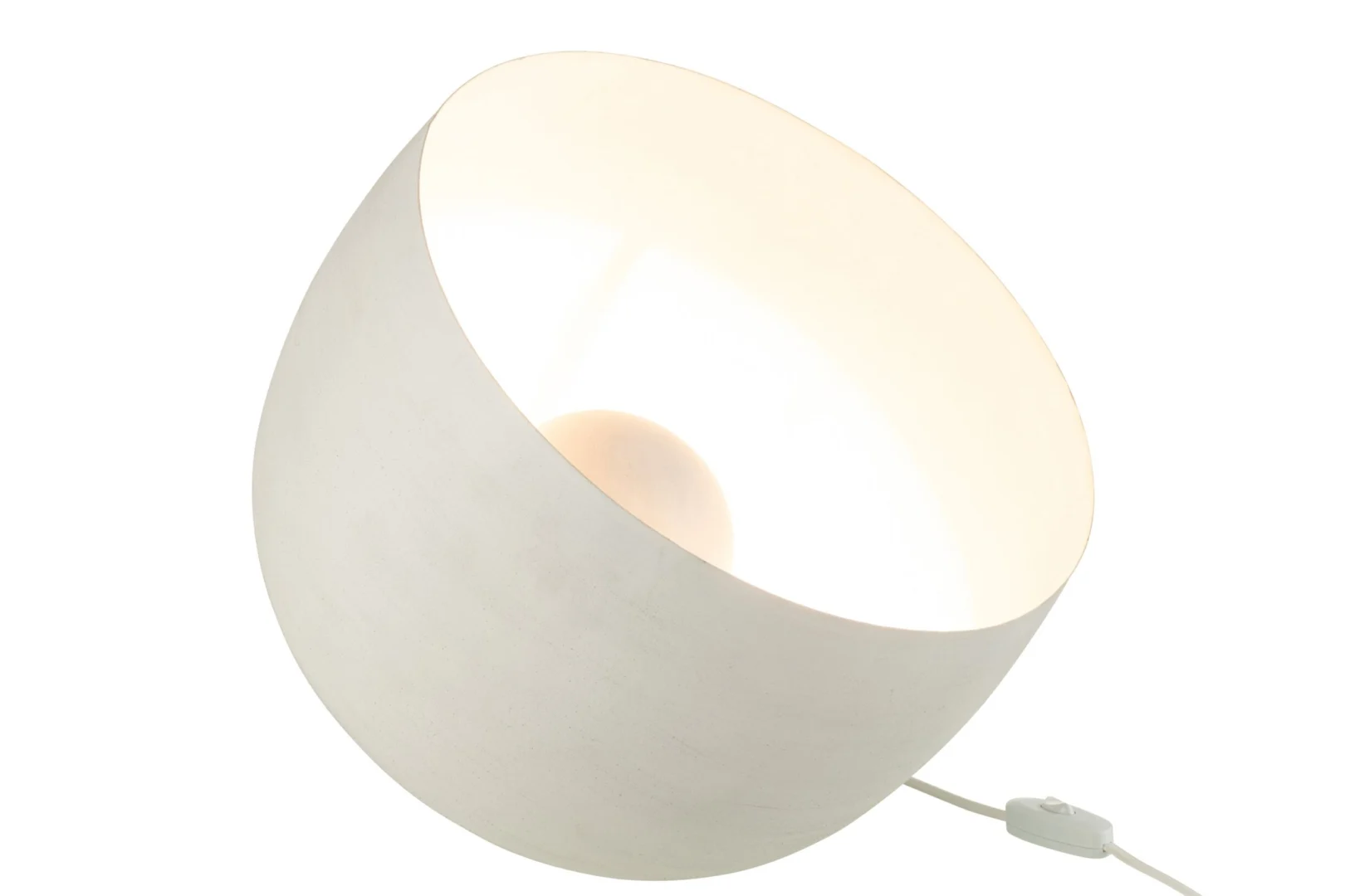Lamp Vennon Wit, witte metalen hanglamp met zachte ronde vorm en strakke, moderne uitstraling