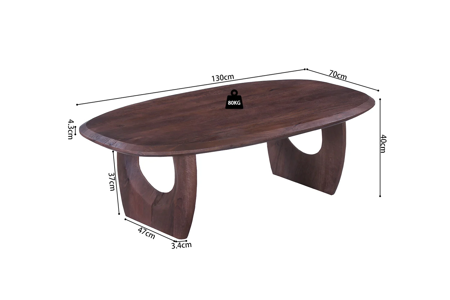 Salontafel Pauva Mangohout 130 cm - Afbeelding 8