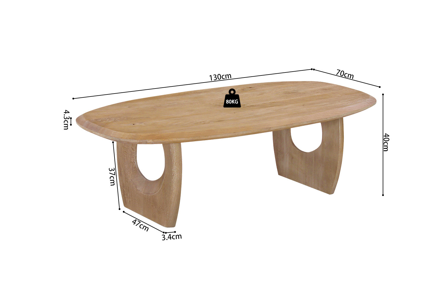 Salontafel Taurrir Mangohout 130 cm - Afbeelding 8