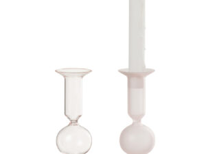 Kandelaar Skemone Glas Roze H21 cm - Set van 2