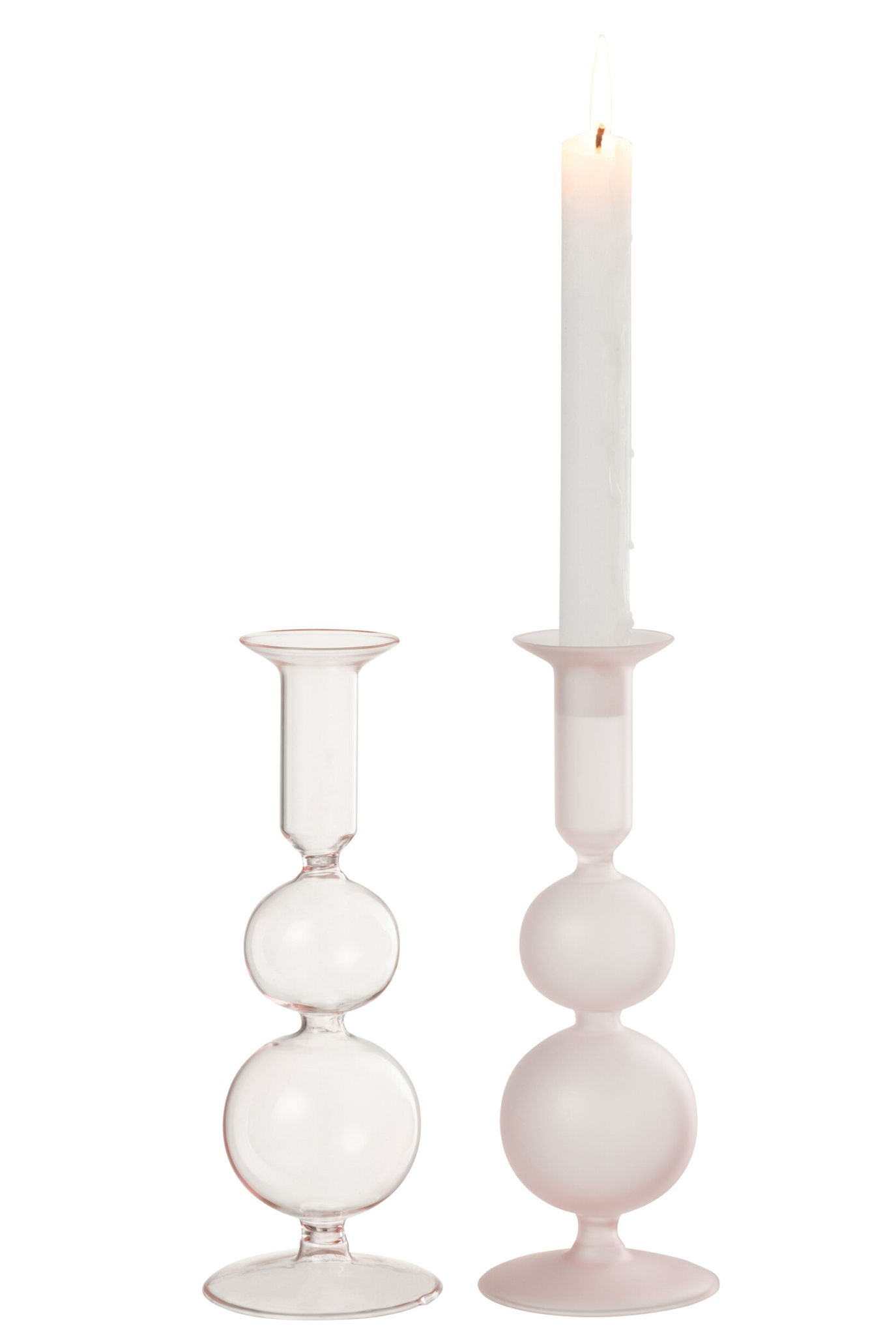 Kandelaar Skemone Glas Roze H21 cm - Set van 2