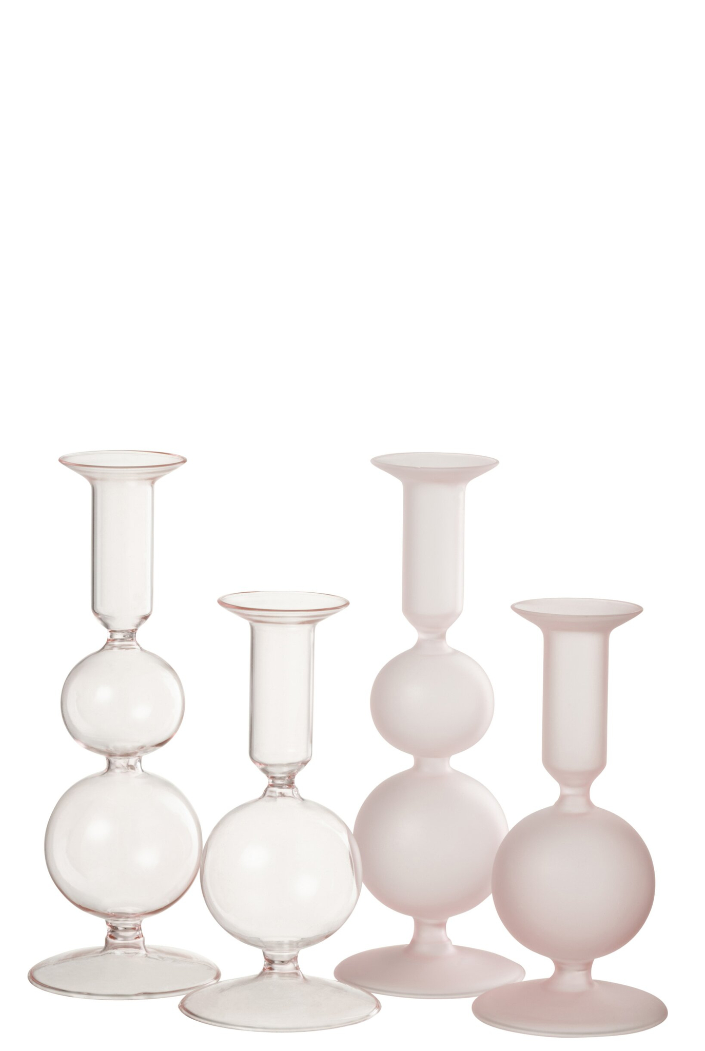 Kandelaar Skemone Glas Roze H21 cm - Set van 2 - Afbeelding 2