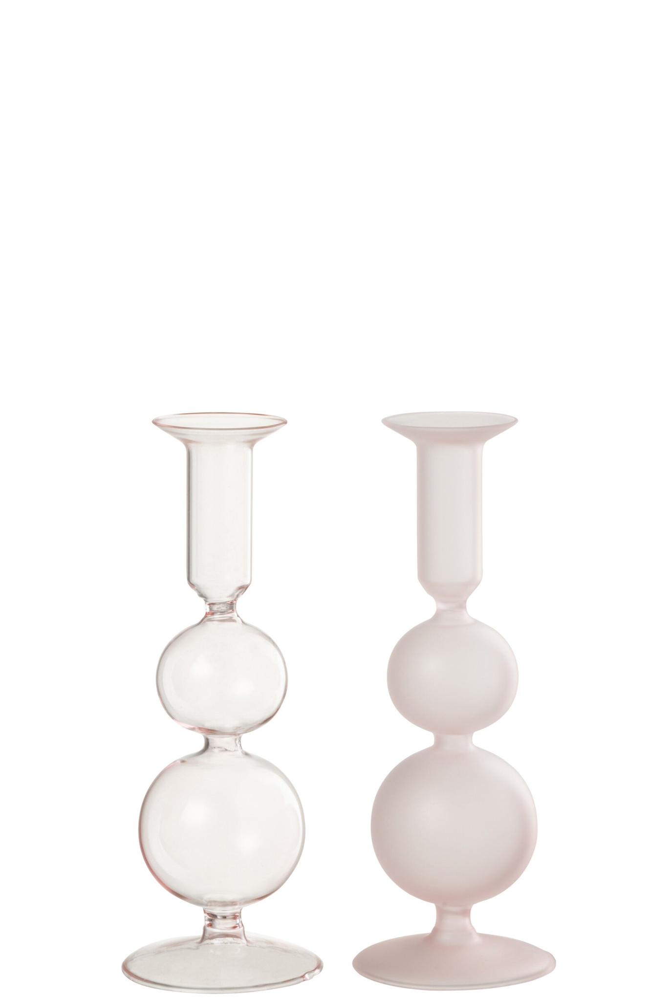 Kandelaar Skemone Glas Roze H21 cm - Set van 2 - Afbeelding 5