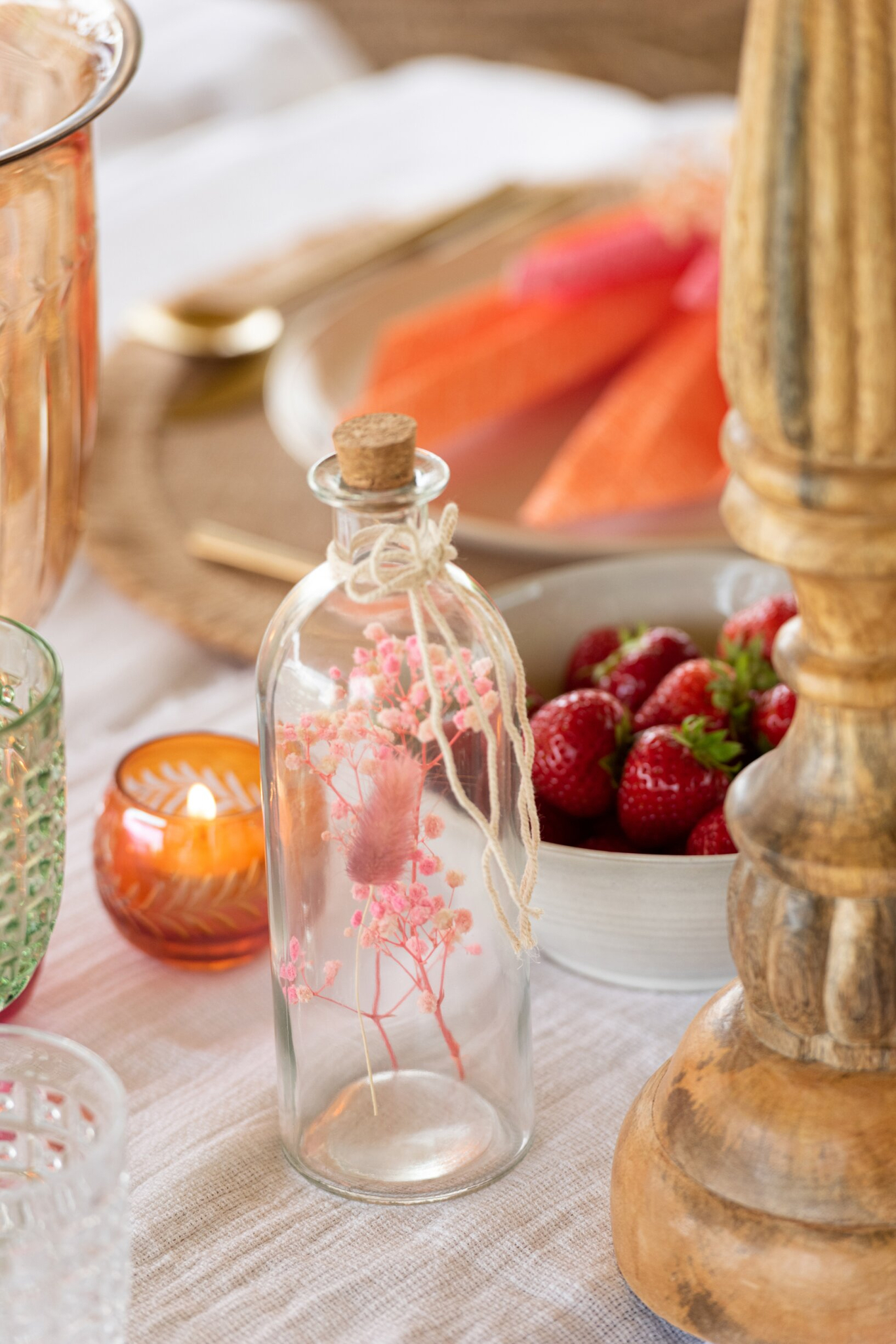 Droogbloemen Cenis Glas Meerkleurig - Set van 4
