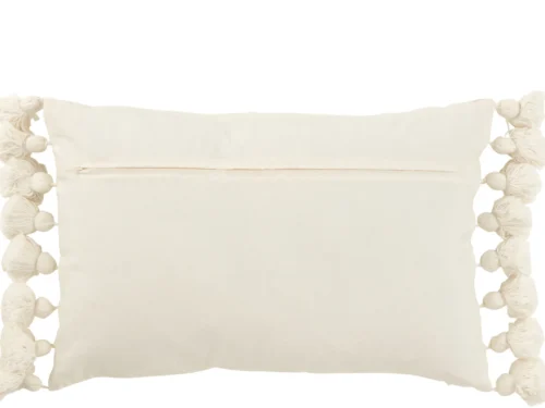 Wit Flieband sierkussen 59 x 38 cm met kwastjes langs de zijkanten, zacht en sfeervol voor het interieur