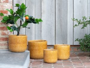 Bloempot Rilvone Keramiek Geel H17 cm