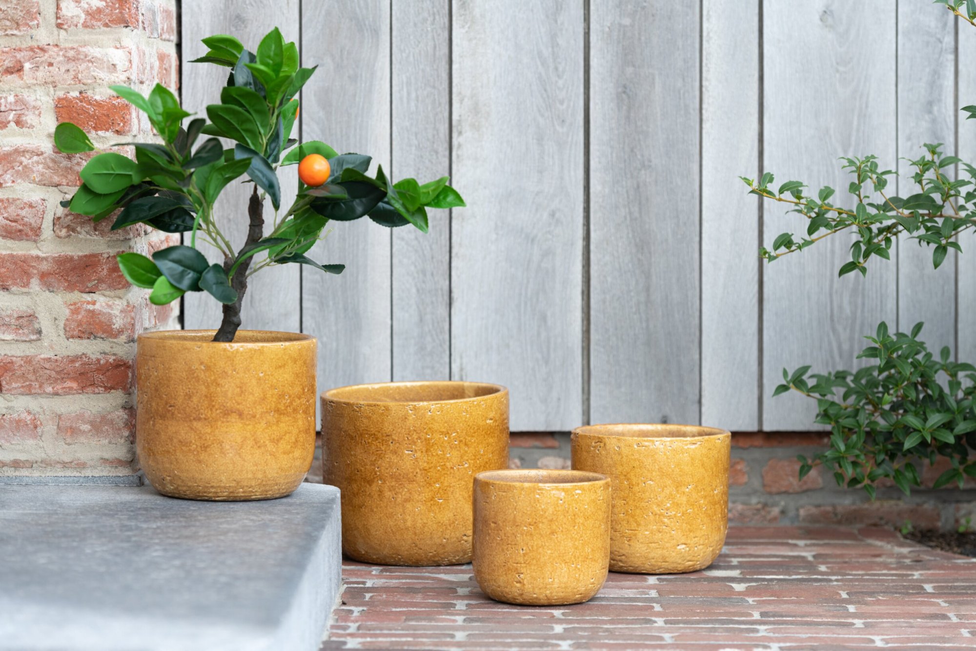Bloempot Rilvone Keramiek Geel H17 cm