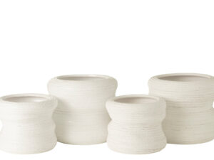 Bloempot Dooril Keramiek Wit H26 cm - Set van 2