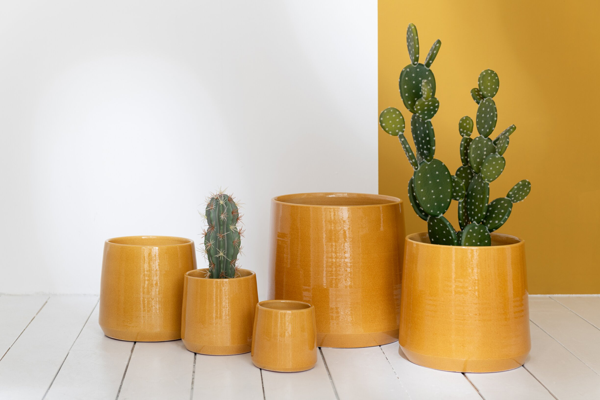 Bloempot Klaurrero Keramiek Geel H26 cm - Afbeelding 2