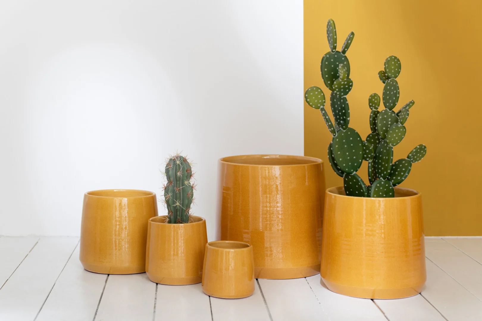 Bloempot Klaurrero Keramiek Geel H26 cm - Afbeelding 2
