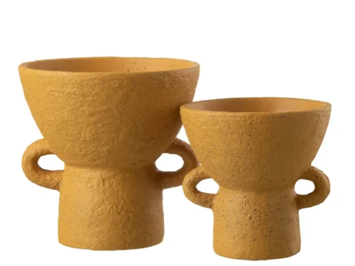 Vaas Bielda Beton Geel H25,5 cm, stoere cementlook met handgrepen en warme gele kleur