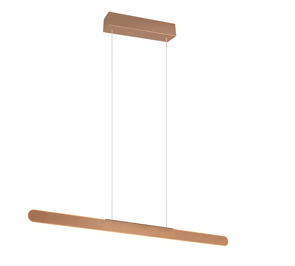 Hanglamp Preernoro Wit set van 3 met slank design, koffiekleurige afwerking en geïntegreerde LED