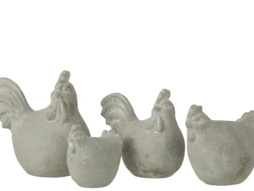 Beeld Raundor beton grijs set van 2 kippenbeeldjes met rustieke, tijdloze uitstraling