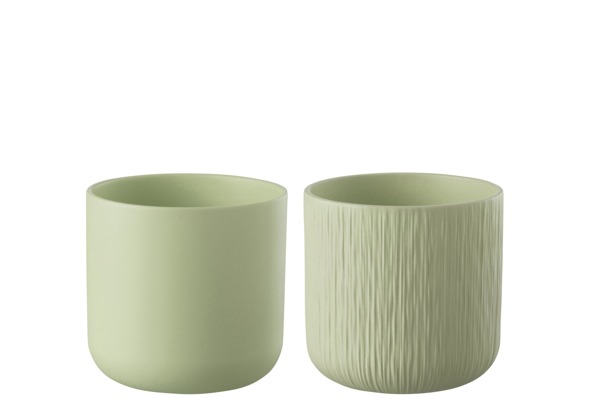 Bloempot Skeelvio Keramiek Groen H18 cm - Set van 2 - Afbeelding 2
