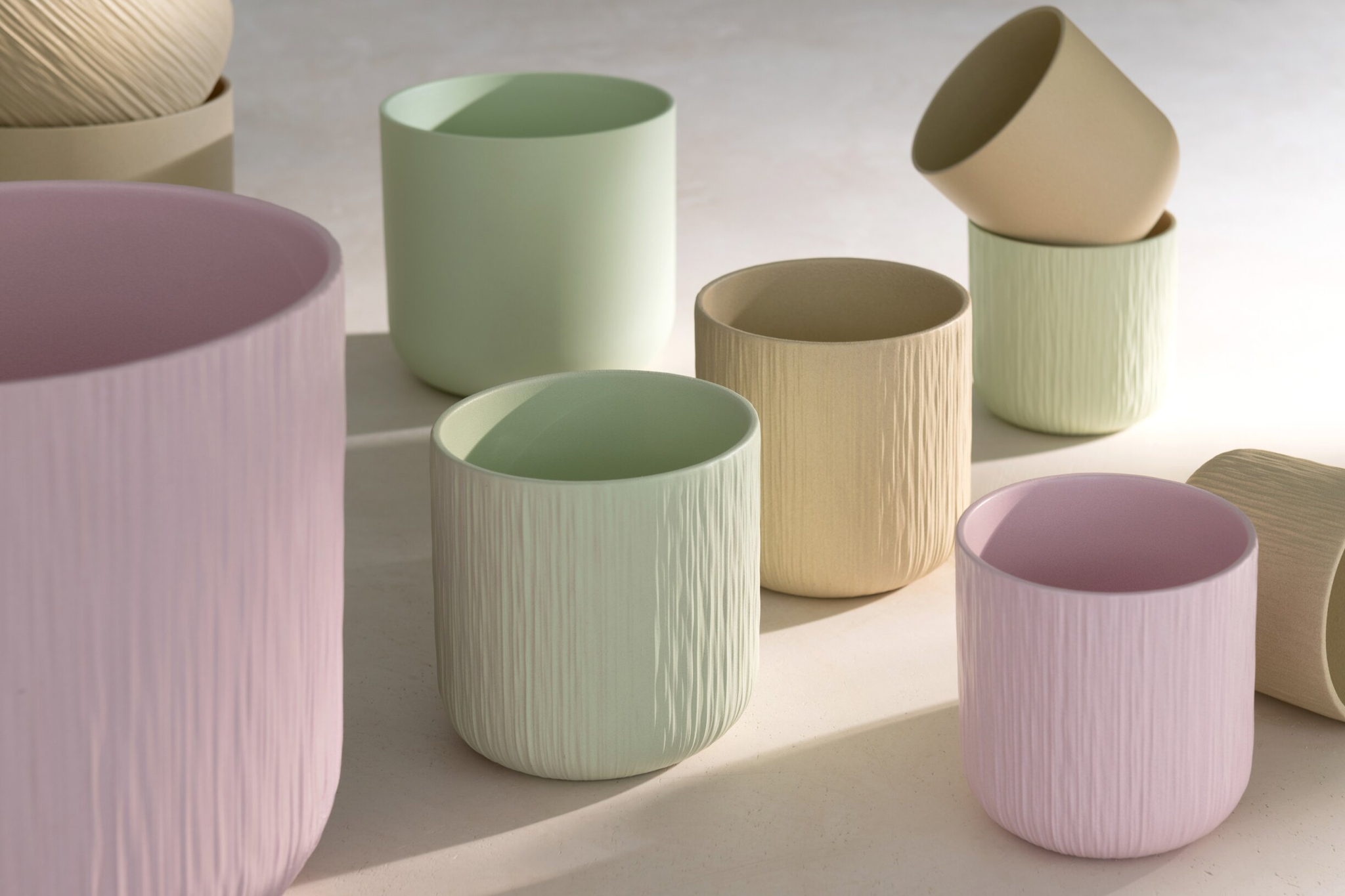 Bloempot Cultesta Keramiek Beige H26 cm - Set van 2