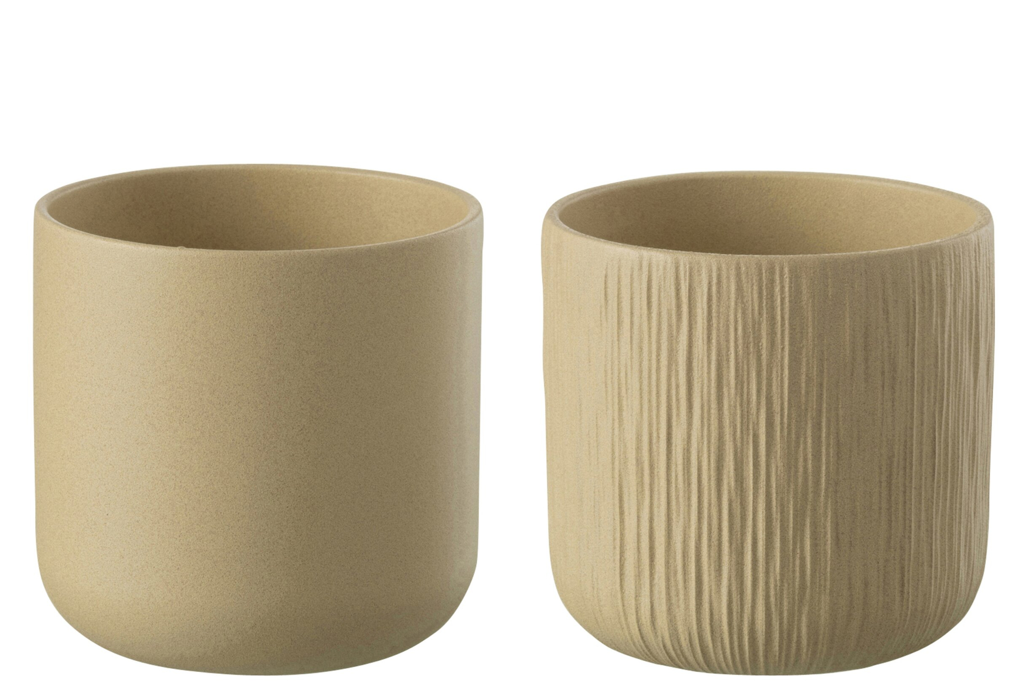 Bloempot Cultesta Keramiek Beige H26 cm - Set van 2 - Afbeelding 2