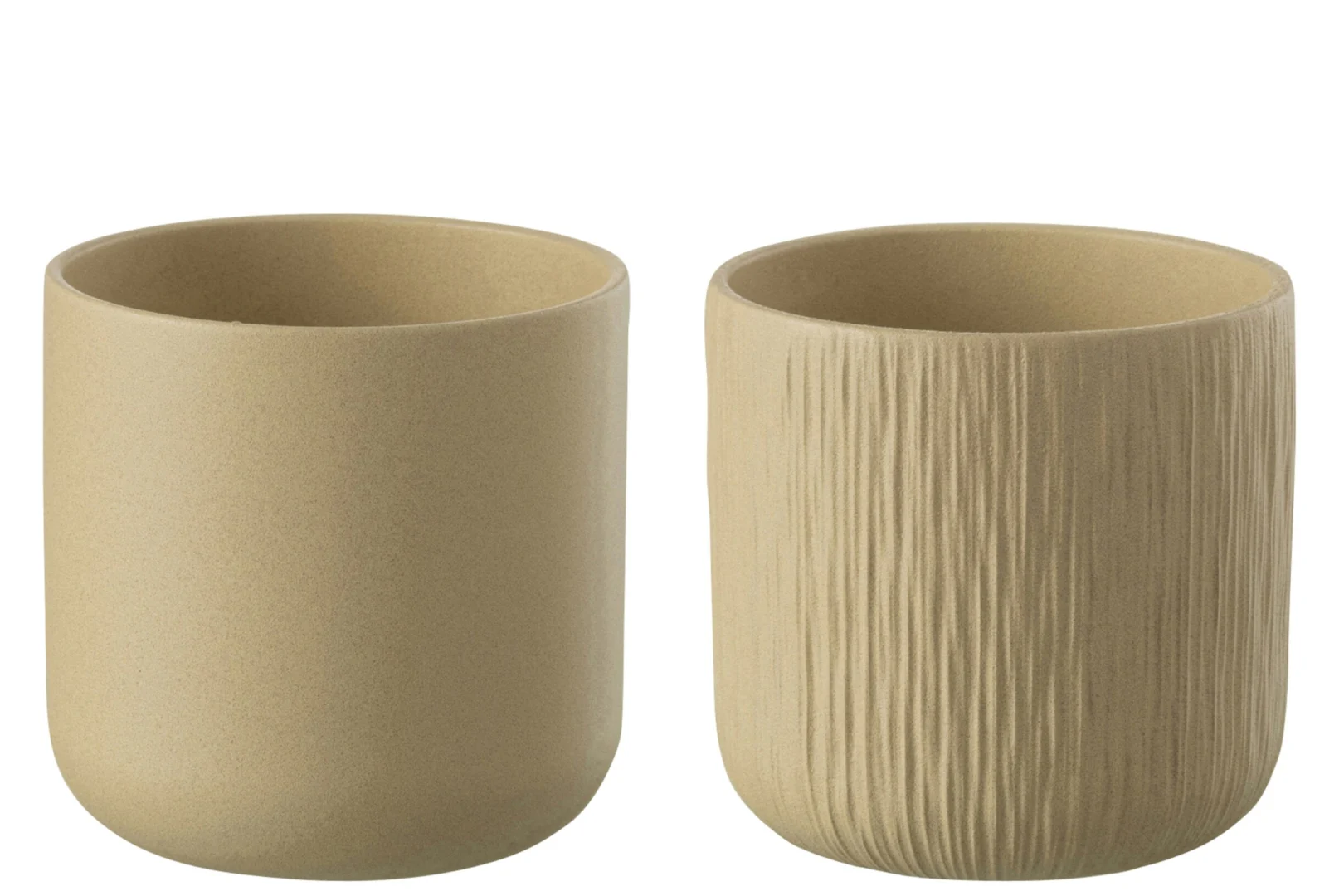 Bloempot Cultesta Keramiek Beige H26 cm - Set van 2 - Afbeelding 2