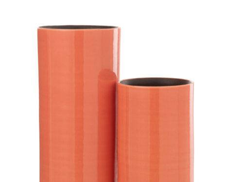 Roze keramische vaas Flek in hoge cilindervorm, stijlvol woonaccessoire met glanzende afwerking, H47,5 cm