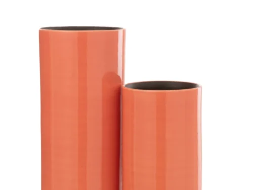 Roze keramische vaas Flek in hoge cilindervorm, stijlvol woonaccessoire met glanzende afwerking, H47,5 cm