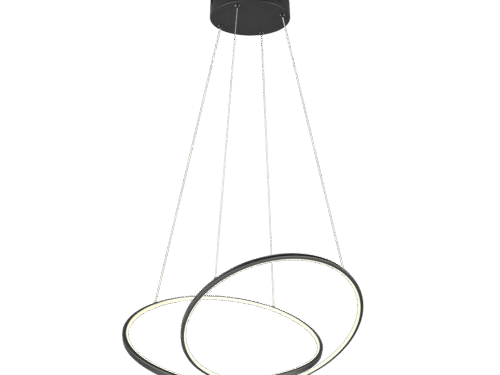 Hanglamp Pero mat zwart set van 3 met moderne LED ringen en slanke kabels