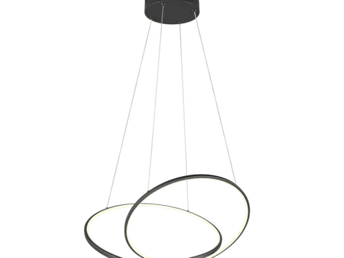 Hanglamp Pero mat zwart set van 3 met moderne LED ringen en slanke kabels