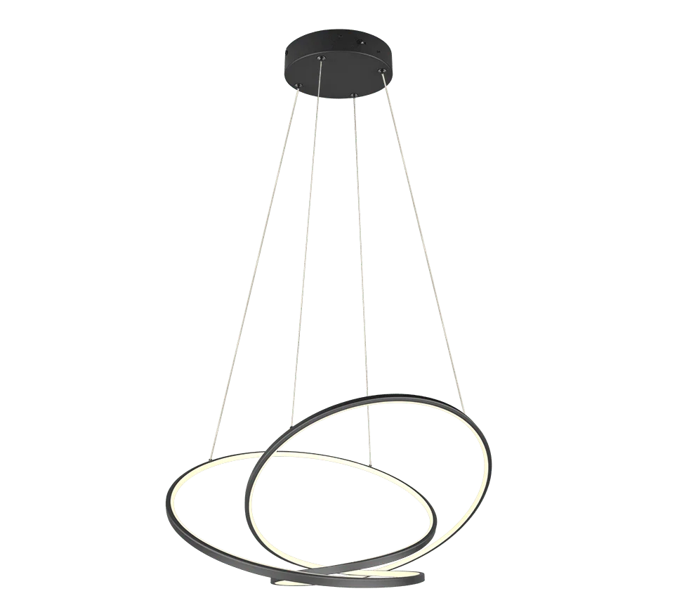 Hanglamp Pero mat zwart set van 3 met moderne LED ringen en slanke kabels