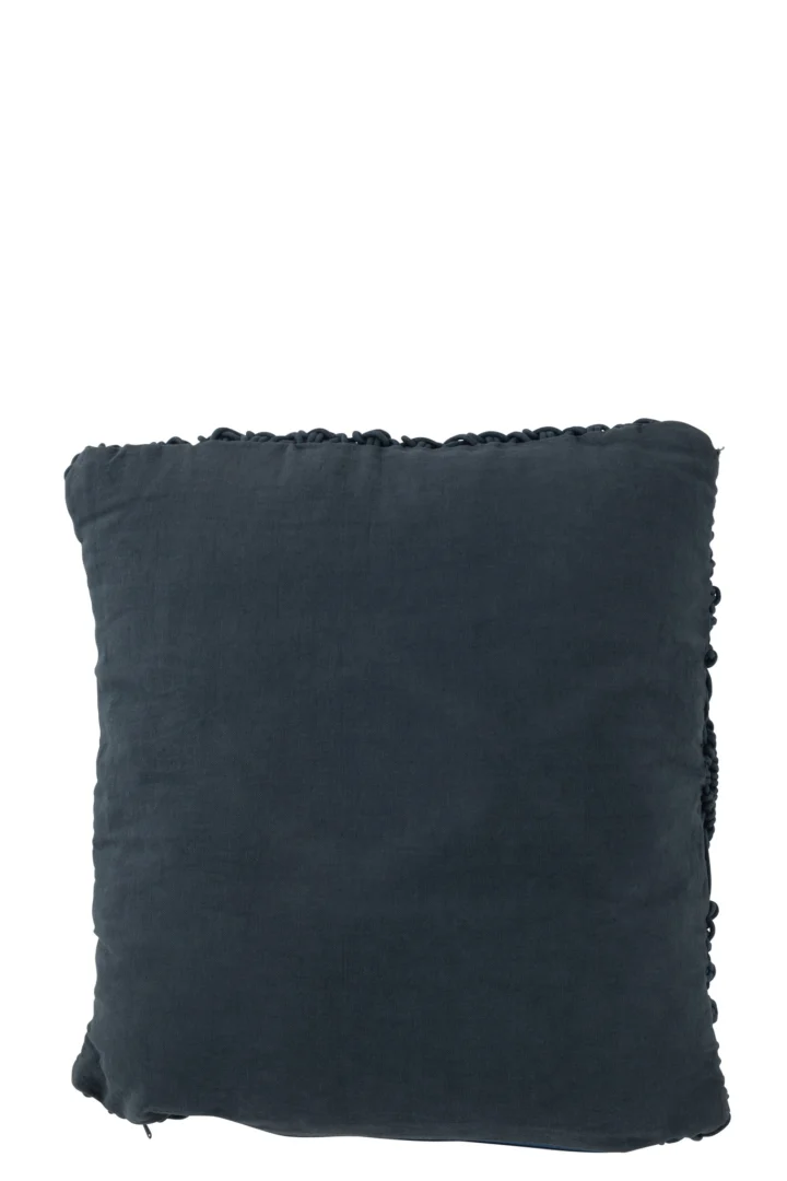 Blauw Grensona kussen 45x45 cm van katoen met elegant macramé ontwerp