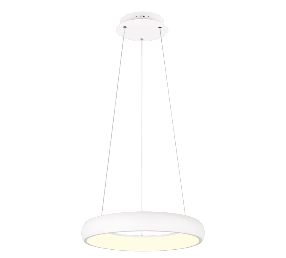 Hanglamp Zanir mat wit, rond metalen design, geïntegreerde LED, set van 3, Ø46,5 cm