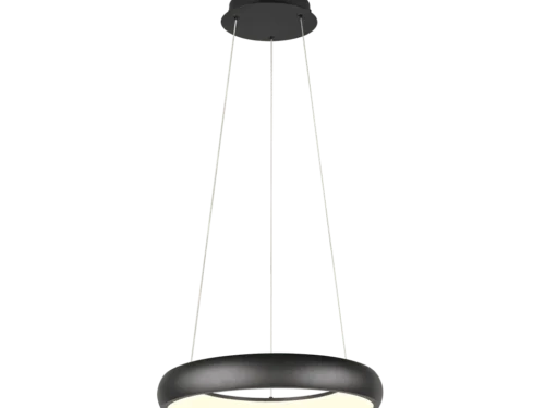 Hanglamp Gaarnel mat zwart, ronde ringvorm met geïntegreerde LED en slanke ophanging