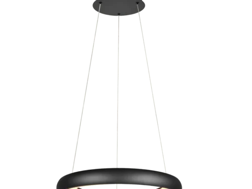 Hanglamp Ciensir mat zwart Ø62 cm, ronde LED-ring met zwevend design en geïntegreerde lichtbron