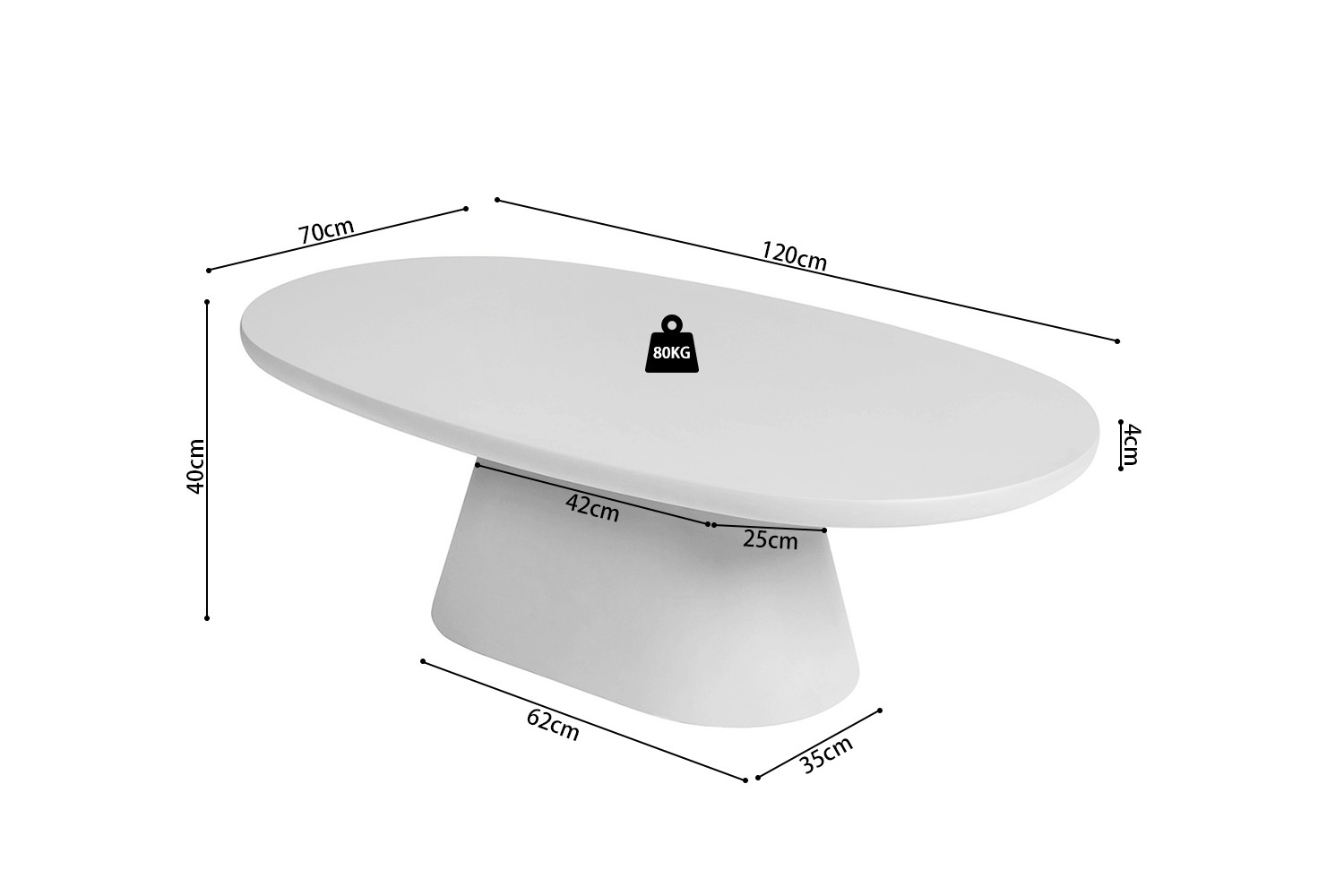 Salontafel Staansone Beton 120 cm - Afbeelding 9