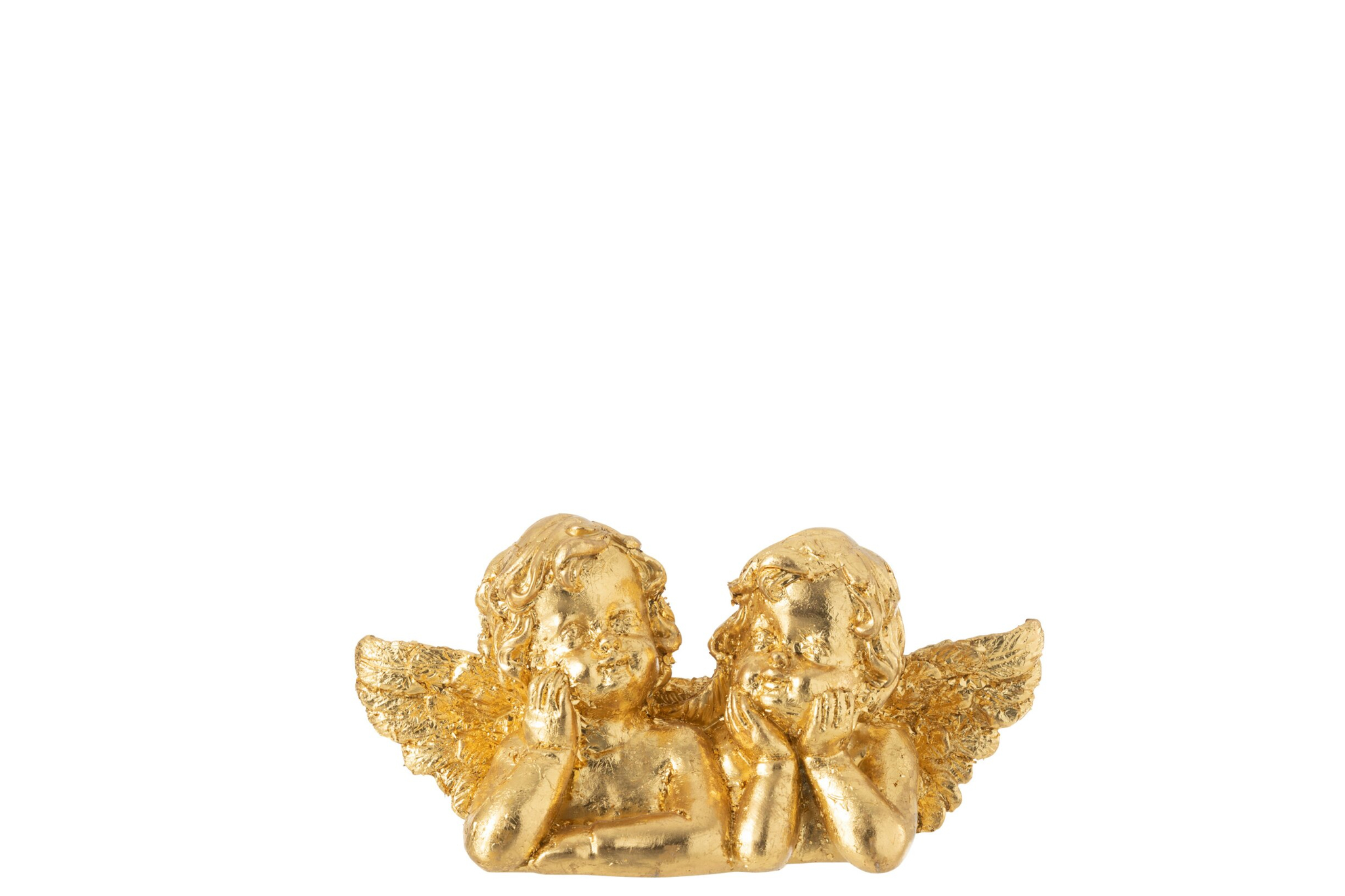 Decoratie Centar goudkleurig polyresin engelenpaar, compact woonaccessoire met rustige, sfeervolle uitstraling