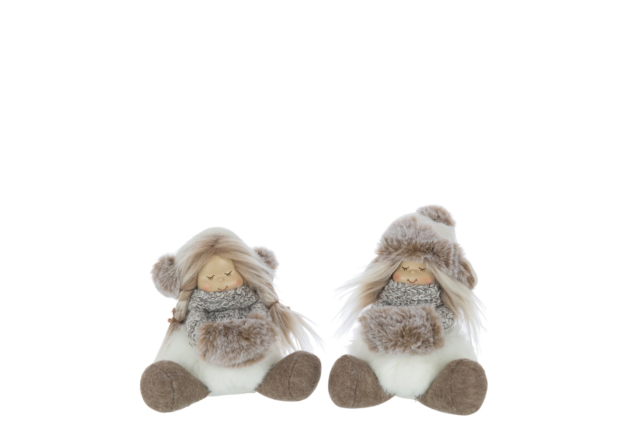 Beeld Kleelvol Polyester Meerkleurig H16 cm - Set van 2