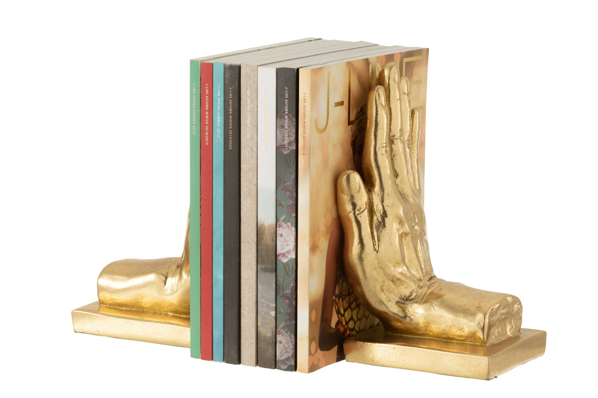 Boekensteun Sloondin polyresin goud, set van 2 met handvorm, voor decoratieve ondersteuning van boeken