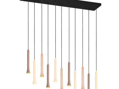 Hanglamp Bernio mat zwart set van 3 met lange pendels in taupe en koffie, modern en sfeervol design