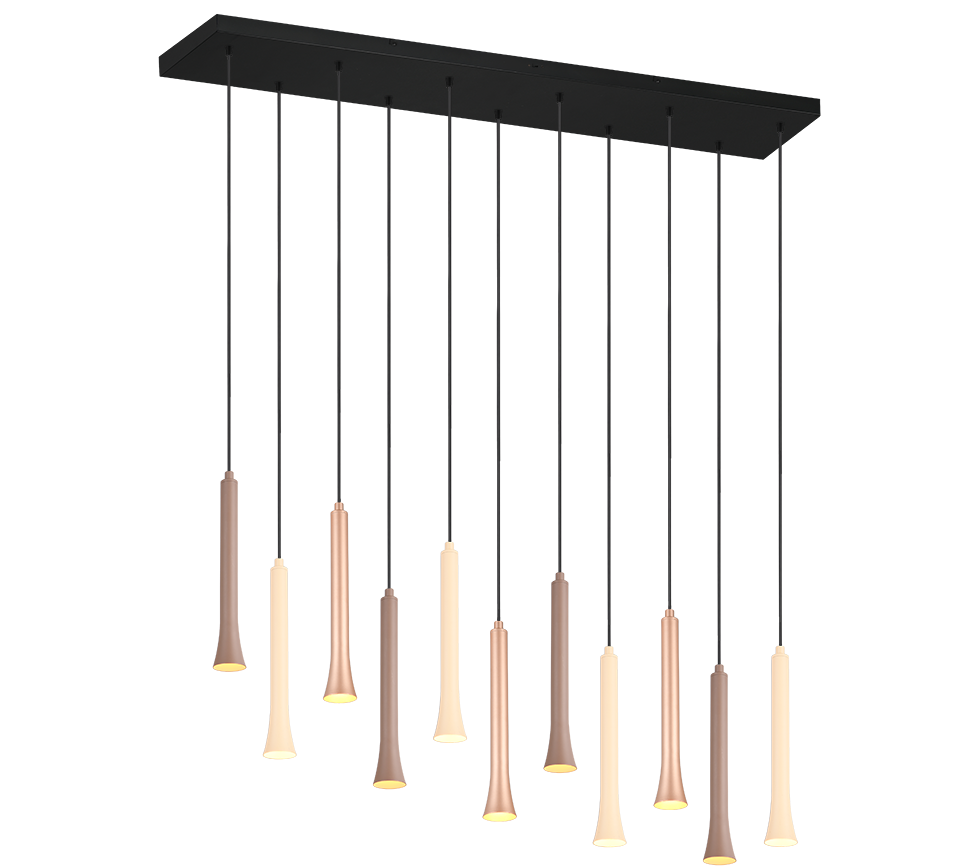 Hanglamp Bernio mat zwart set van 3 met lange pendels in taupe en koffie, modern en sfeervol design