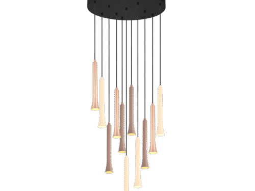 Munsin hanglamp mat zwart, set van 3 met lange pendels en taupe-koffiekleurige kappen