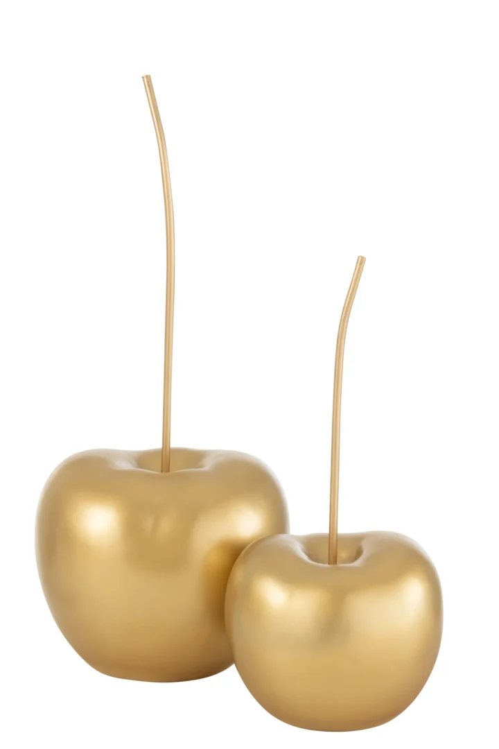Woonaccessoire Vostano Gold: twee gouden appelvormen met slanke stelen, luxe en sfeervol design